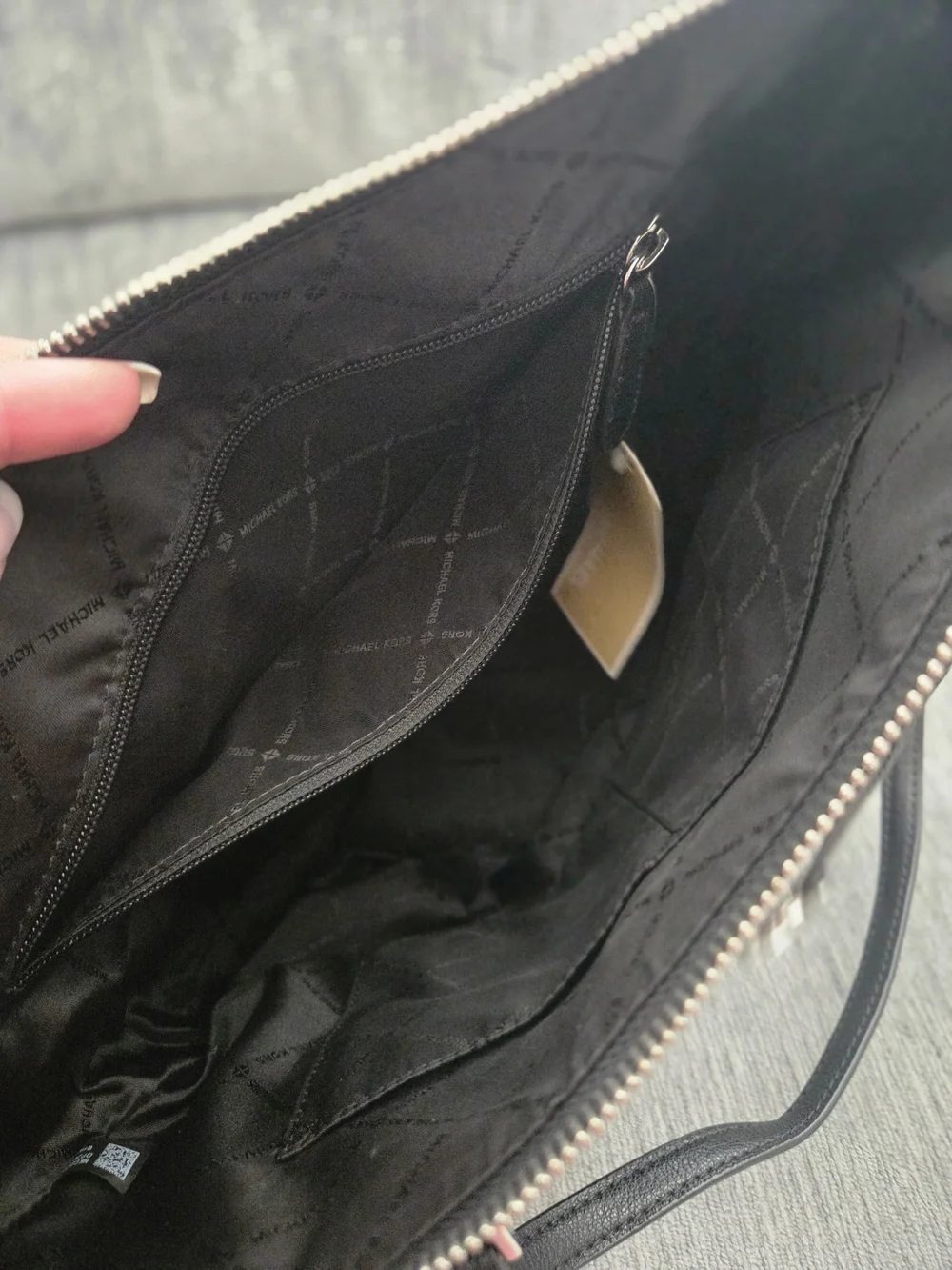 Michael Kors Black MK Monogram Tote with Silver Charm